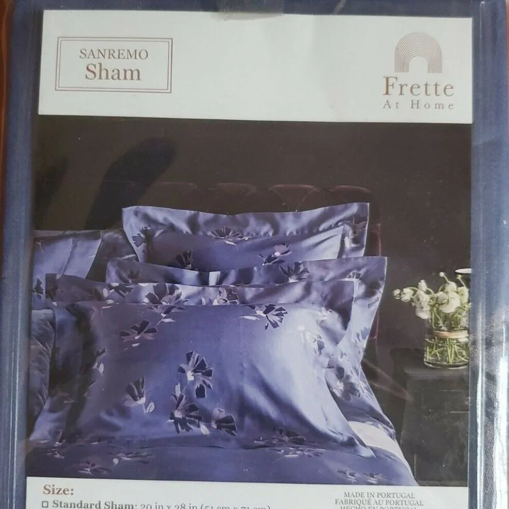 TWO FRETTE SANREMO EURO SIZE SHAMS NEW SET OF 2  SHAMS COLOR SAPPHIRE BNWT - Picture 2 of 3